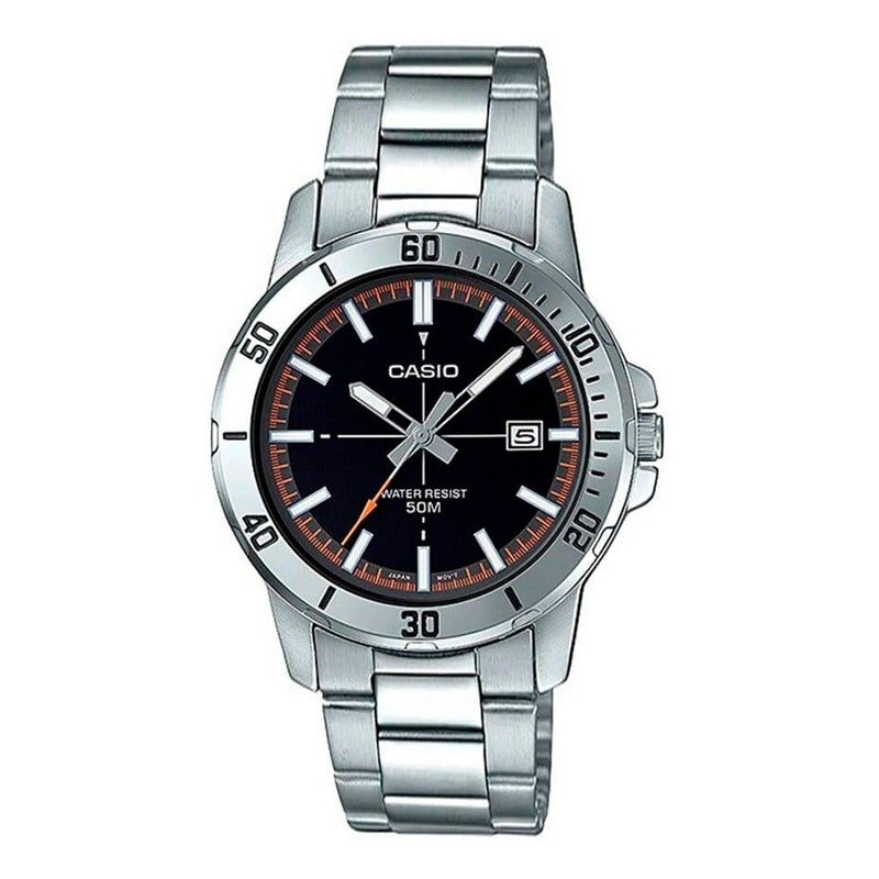 Reloj Casio Dress Mtp-vd01d-1e2 Hombre Negro Plateado Plateado Negro