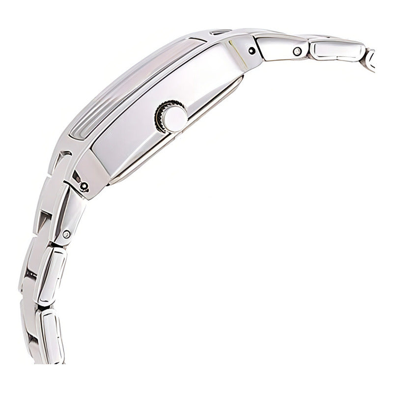 Reloj Casio Para Mujer De Acero Inoxidable Plateado Con Fondo Gris Claro Negro