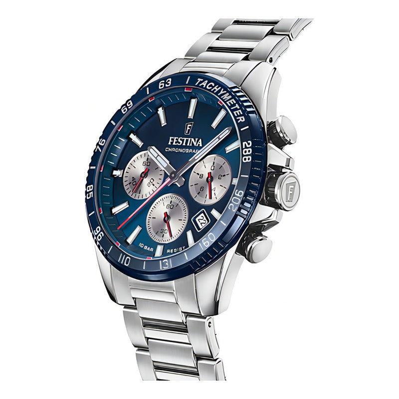 Reloj Festina Hombre Acero Cronografo Fecha Azul F20560-2 ORIGINAL