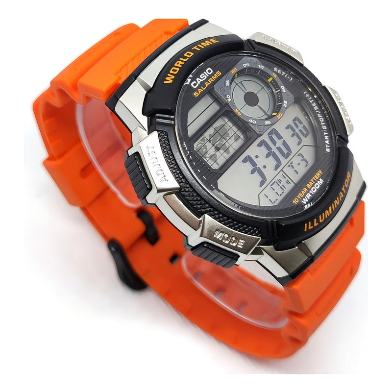 Reloj Pulsera Hombre Casio Youth Series Ae-1000w-4bv Naranja Negro