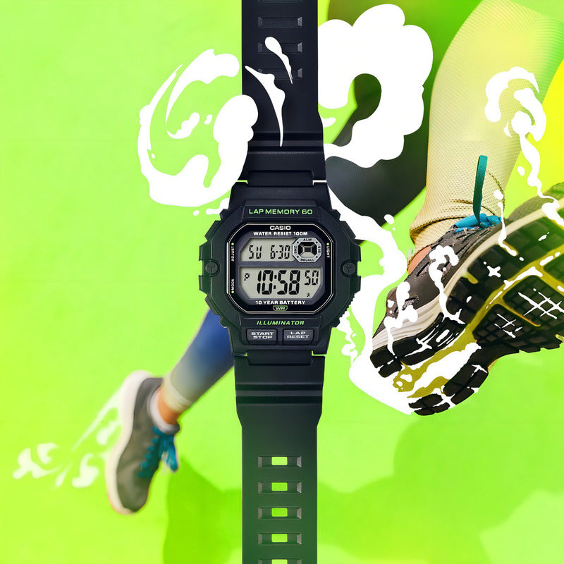 Reloj Casio Ws-1400h-1av, 60 Laps De Cronometro, 10 Años Negro Agua