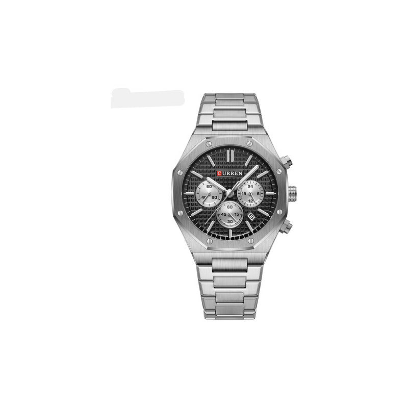 Reloj Curren 8440-1 Cronografos Fecha Original Plateado Fondo Negro Silver Gold Green