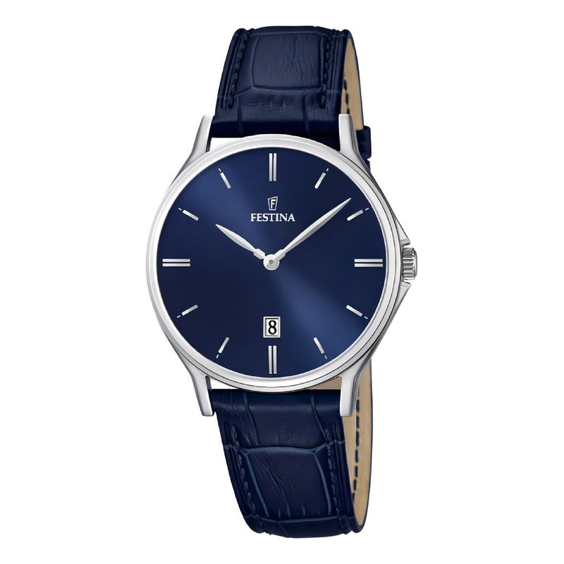 Reloj F16745/3 Festina Hombre Correa Clasico /marisio Correa Azul Bisel Plateado Fondo Azul