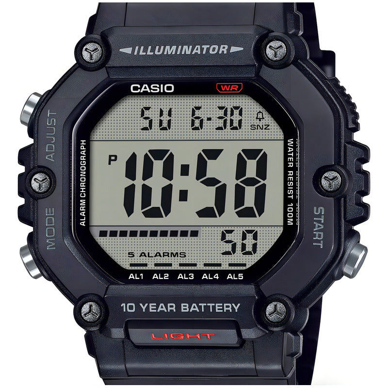 Reloj Casio Digital Ae-1600h-1a Hombre Resina Negro 100m Fondo Ámbar Ae-1600h-1a
