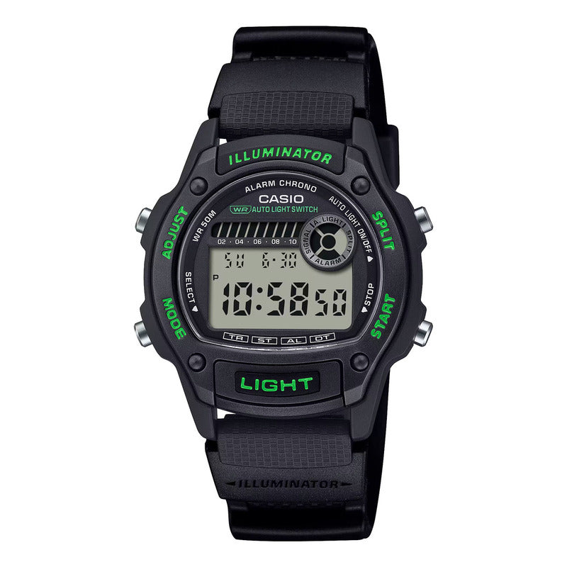 Reloj Casio Digital Para Adultos Con Correa De Resina Negro Verde