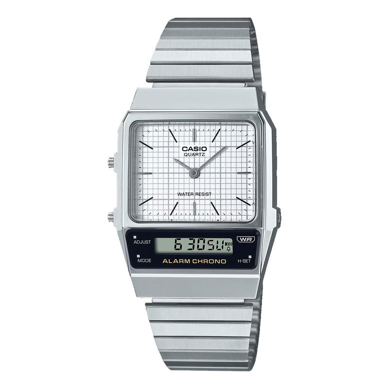 Reloj Casio Analogo Digital Metal Aq-800e-7a Original Plateado Blanco