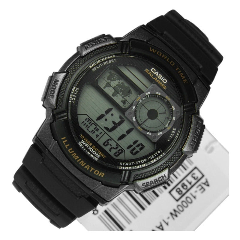 Reloj Pulsera Digital Casio Ae-1000w-1a Con Correa De Resina Color Negro