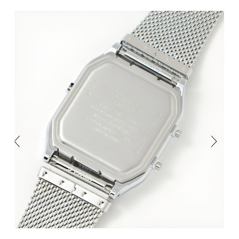 Reloj Casio Aq-230em-7acf Analógico Digital De Acero Inoxidable Con Fondo Azul Plateado