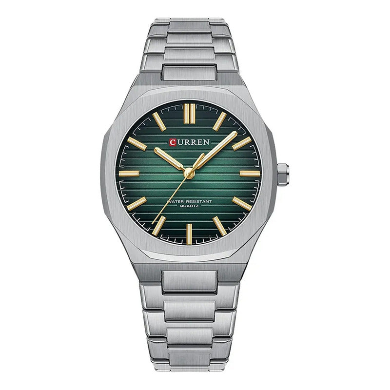 Reloj Curren Hombre 8456 Dorado Cuarzo Acero Inox. Plateado Verde Plata