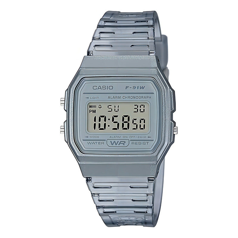 Reloj De Pulsera Casio Collection F-91ws-8 Color Gris Transparente/gris