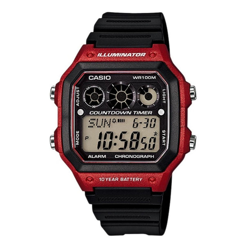 Reloj De Pulsera Casio Youth Ae-1300wh-4a Relojesymas Negro Rojo/negro Negro