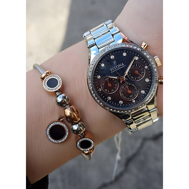 Reloj Festina Mujer Cronometro Con Piedras F20401/4