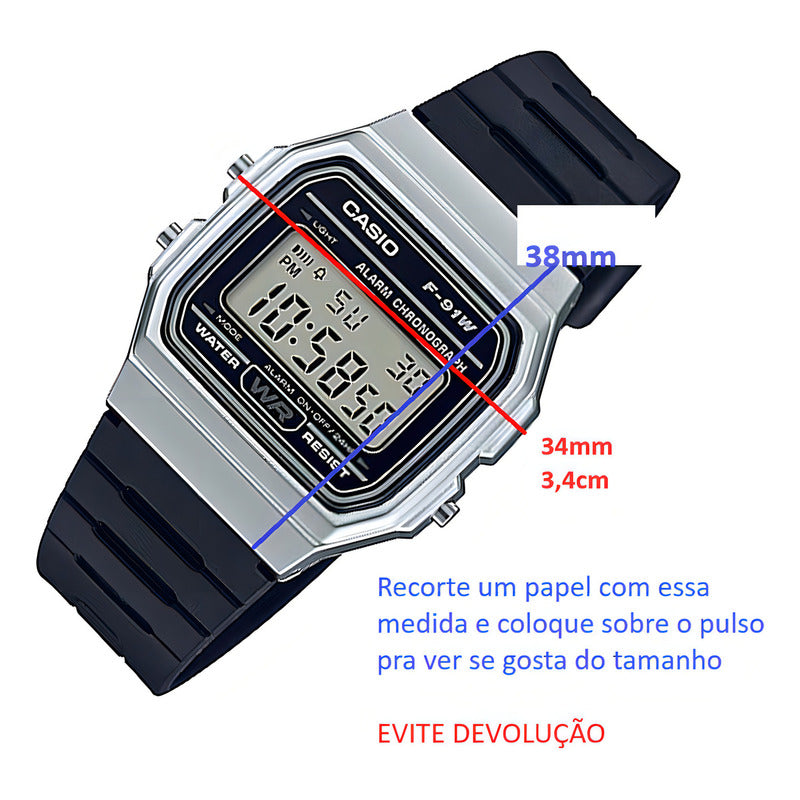 Reloj Pulsera Casio Collection F-91ws-2cf Digital De Cuerpo Plateado Para Hombre Con Correa De Resina Color Negro Gris