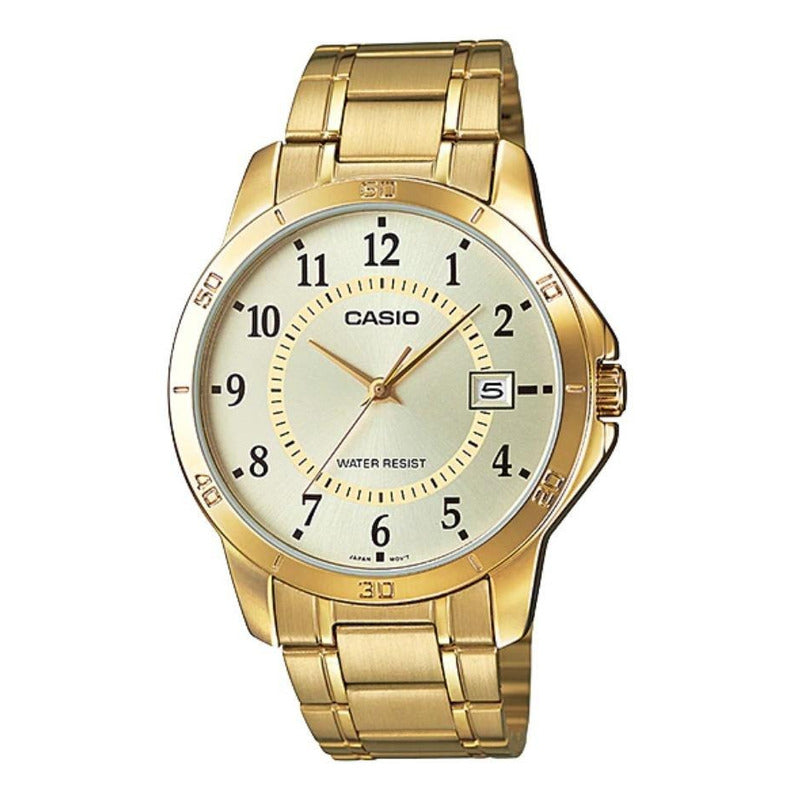 Reloj Pulsera Casio Mtp-v004g-9b Con Correa De Acero Inoxidable Color Dorado