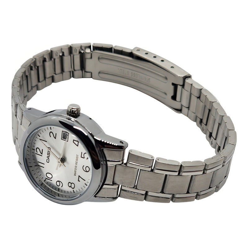 Reloj Pulsera Casio Ltp-v002 Con Correa De Acero Inoxidable Color Plateado
