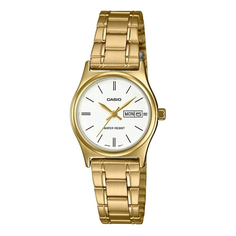 Reloj Metal Mujer Ltp-v006g-7budf Original Dorado Plateado