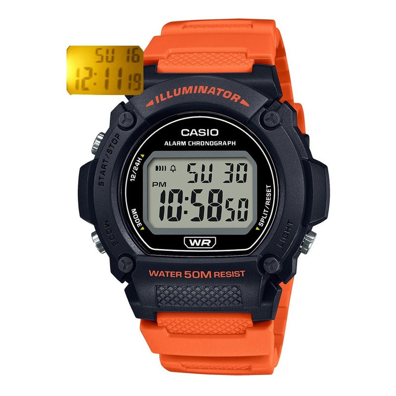 Reloj Casio W-219h-4avdf Naranja Hombre Relojesymas