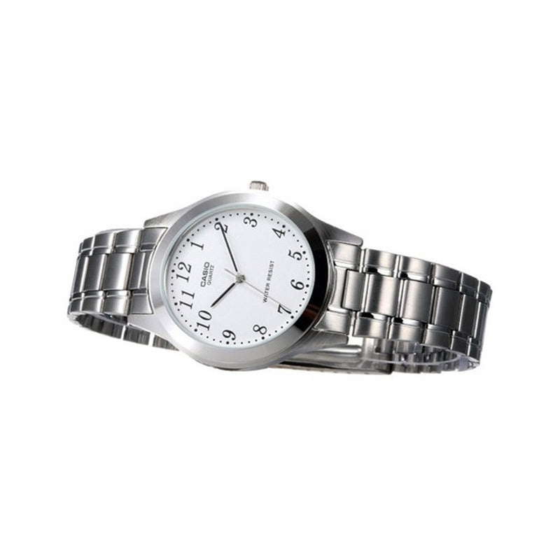 Reloj Casio Dama Ltp-1128a-7b Relojesymas Plateado Plateado Blanco