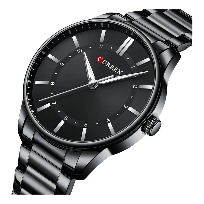 Relojes Casuales De Cuarzo Inoxidable Curren 8430 Para El Hogar - Fondo Negro