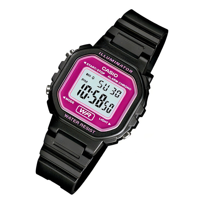 Reloj Casio La-20wh-4a Digital Rosa Para Mujer Negro
