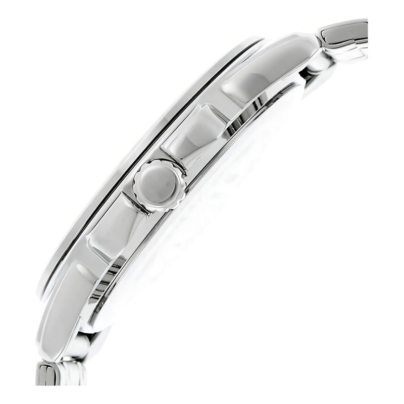 Reloj Pulsera Casio Mtp-1314d-1a Con Correa De Acero Inoxidable Color Plateado - Fondo Negro