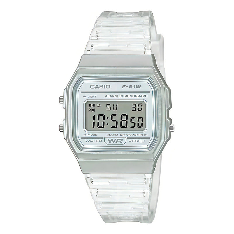 Reloj Pulsera Casio Collection F-91ws-7 Transparente Plateado Gris