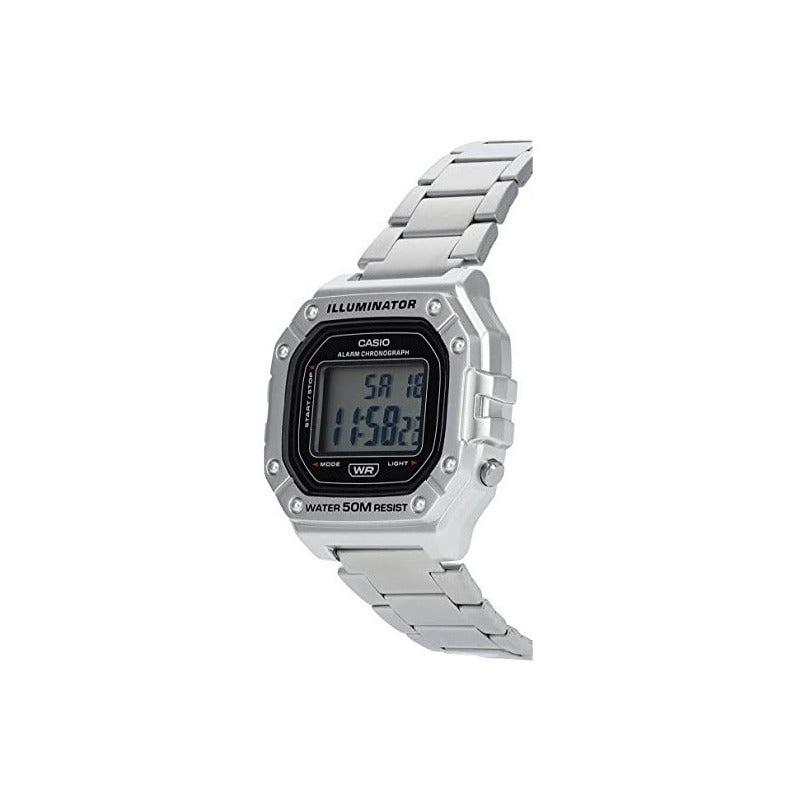 Reloj Pulsera Digital Casio W-218hd-1avcf Con Correa De Acero Inoxidable Color Plateado