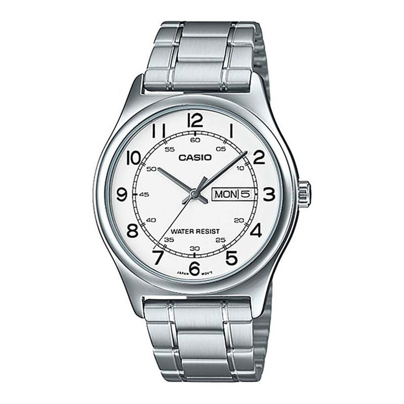Reloj Hombre Casio Mtp-v006d-7b2 Calendario Original Plateado Blanco