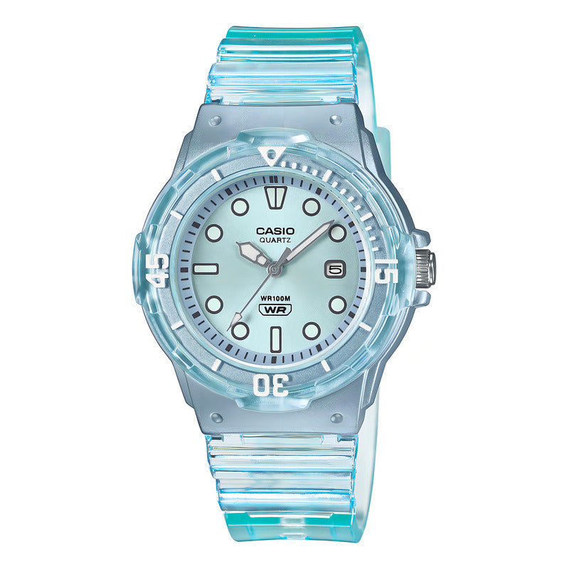 Reloj Casio Lrw-200hs Sumergible Calendario Sport Malla Celeste/transparente