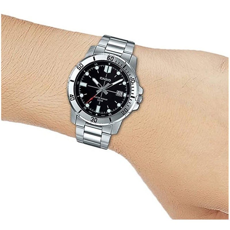 Reloj De Pulsera Casio Dress Mtp-vd01d-1e Relojesymas Plateado Negro