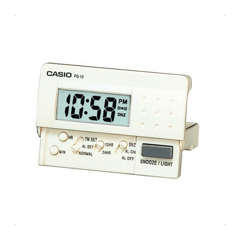 Reloj De Mesa Digital Casio Pq-10 Color Blanco