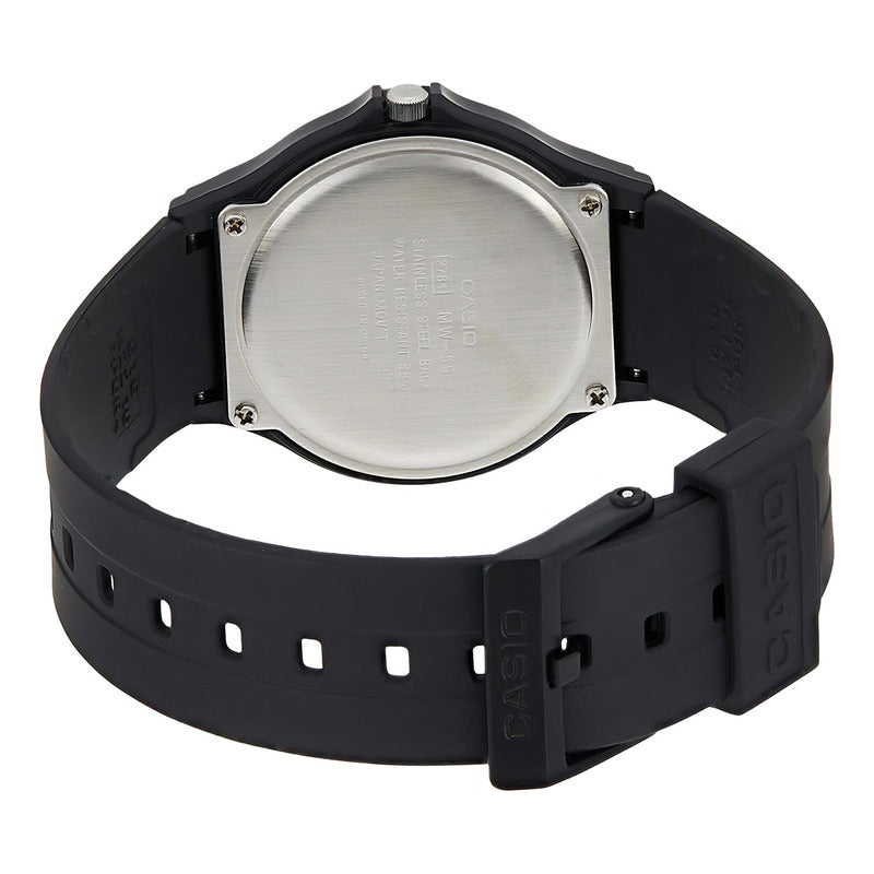 Reloj Casio Original Mw-59-7b Hombre Analogico Fecha Color De La Malla Negro Color Del Fondo Blanco