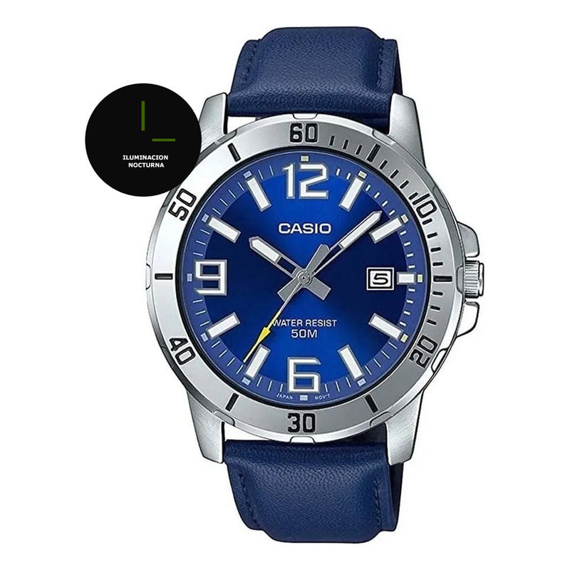 Reloj De Pulsera Casio Dress Mtp-vd01l-2b Original Azul Plateado Azul
