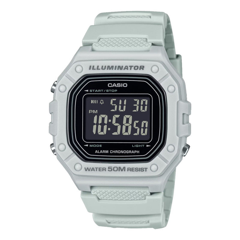Reloj De Pulsera Casio W-218h-8bv Original Blanco Negro