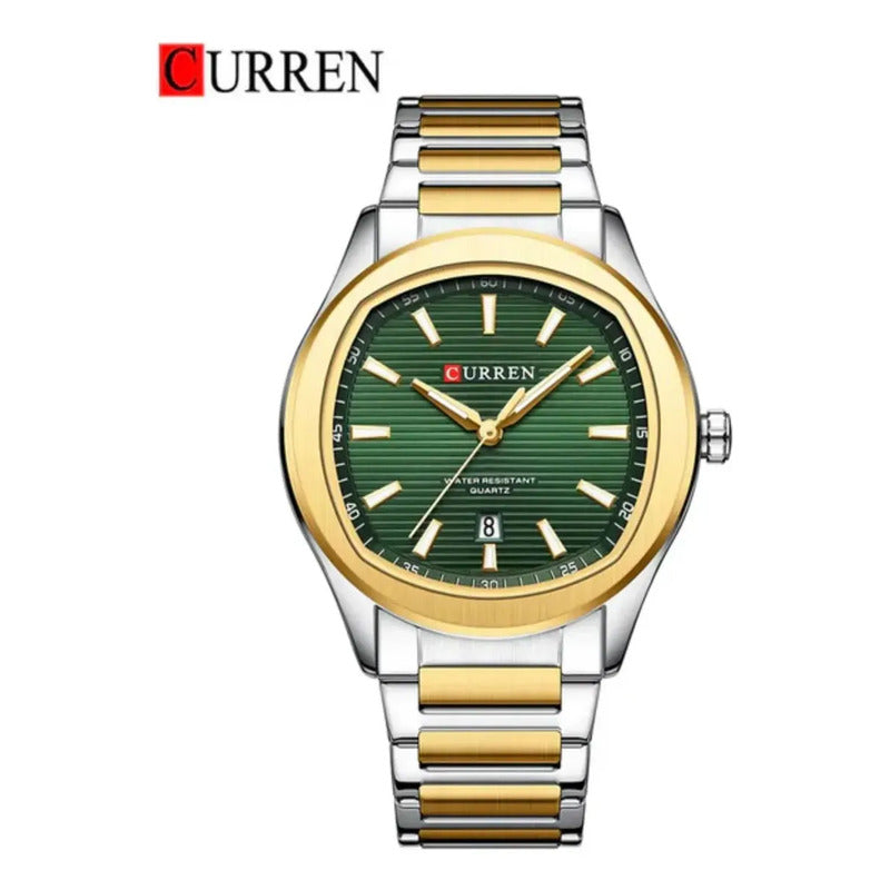 Reloj Para Hombre Curren 8474-4 Kree2504 Plateado Plateado Dorado Verde