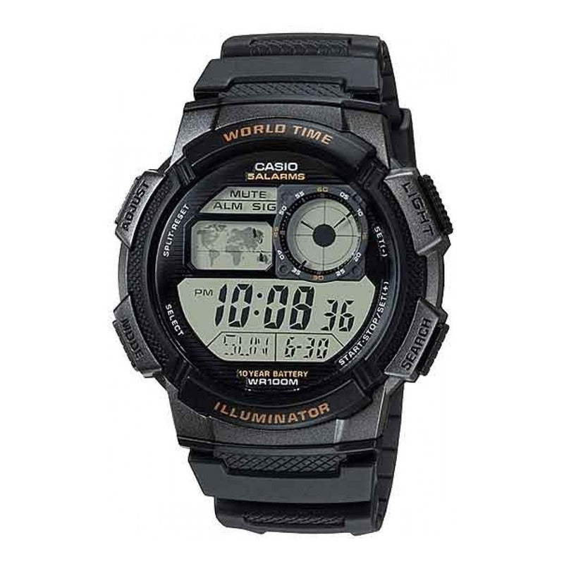 Reloj Pulsera Digital Casio Ae-1000w-1a Con Correa De Resina Color Negro