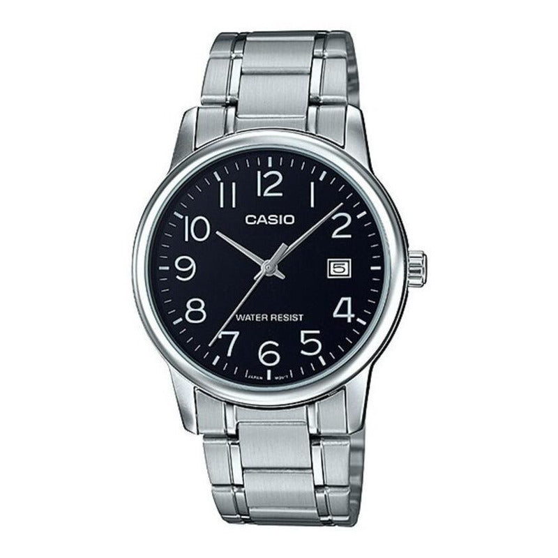 Reloj De Pulsera Casio Enticer Mtp-v002d-1b  Plateado Negro