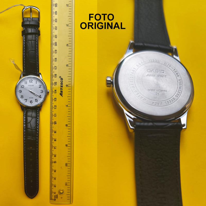Reloj Casio Mtp-1303l-7bvdf Cuarzo Hombre Color De La Correa Negro Blanco