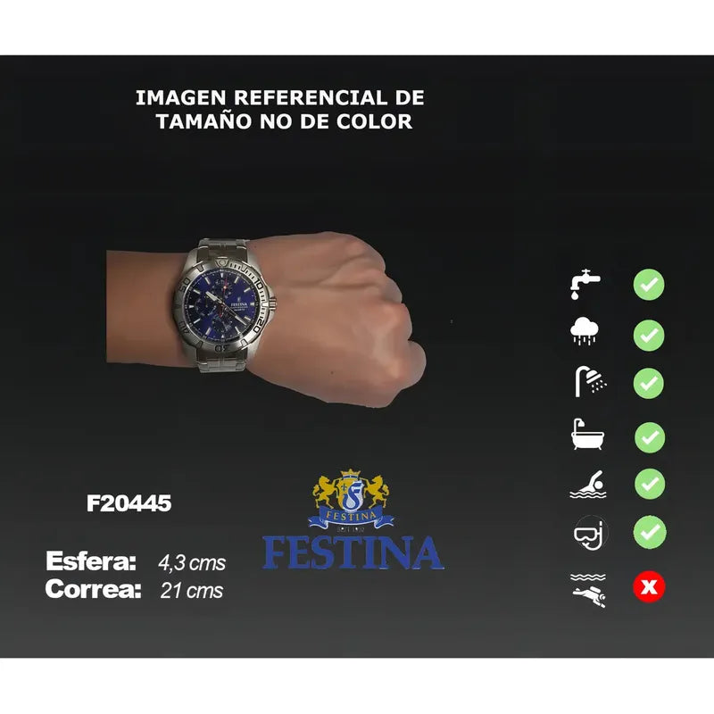 Reloj F20445/5 Festina Hombre Multifunción Plateado