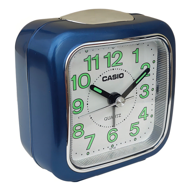 Reloj Casio Despertador Luz Tq-142-2df /relojeria Violeta Azul