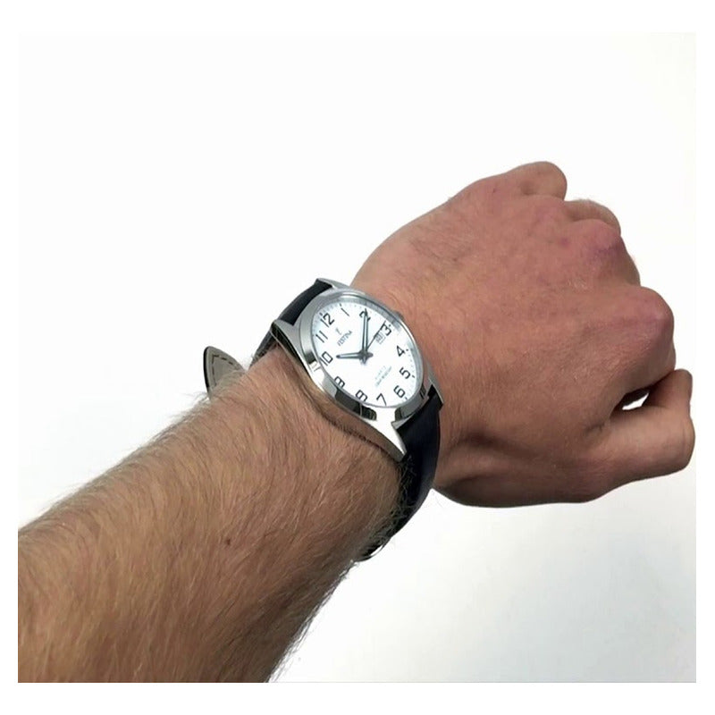 Reloj Pulsera Festina F20446 Con Correa De Cuero Color Negro - Fondo Blanco - Bisel Plateado
