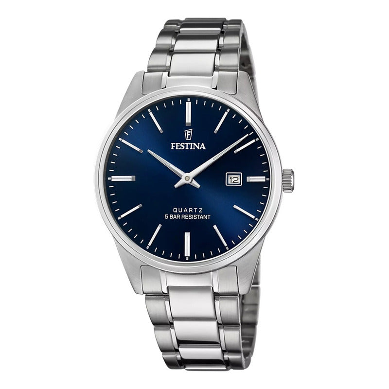 Reloj Hombre Festina F20511/3 Calendario Analógico Plateado Azul