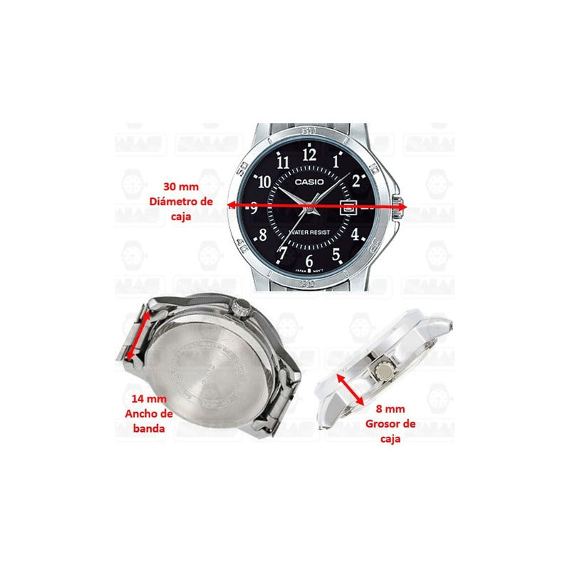Reloj Casio Mujer Ltpv004d-1b Original Plateado Negro Ltp-v004d-1b