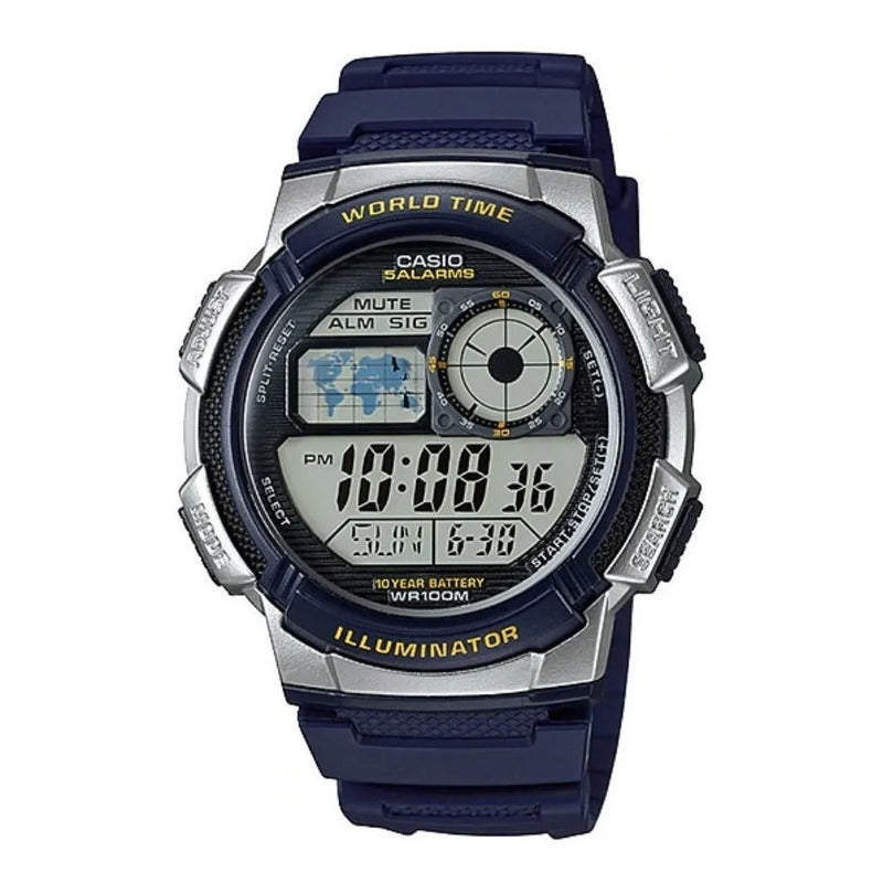 Reloj De Pulsera Casio Youth Series Ae-1000w-2a Relojesymas Azul Negro