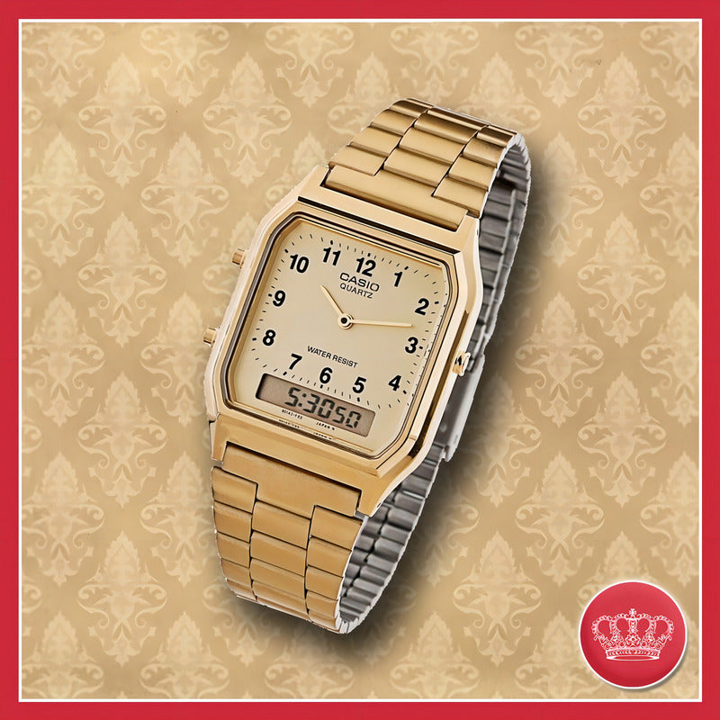 Reloj Casio Vintage Dorado Para Hombre Con Cronógrafo Y Alarma