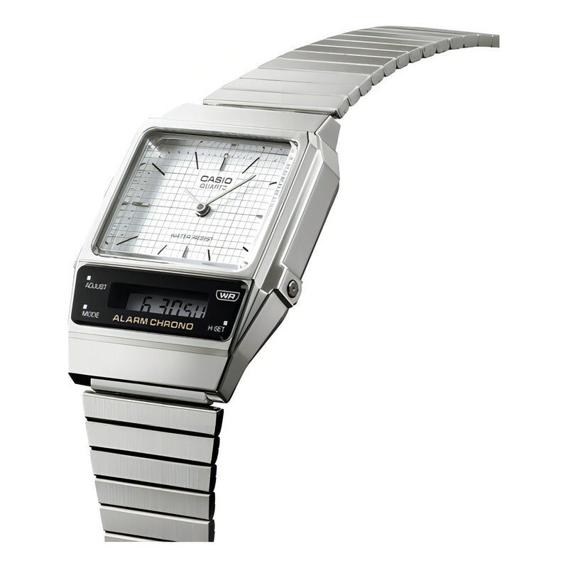 Reloj Casio Analogico Digital Aq-800e Oficial Color De La Malla Plateado
