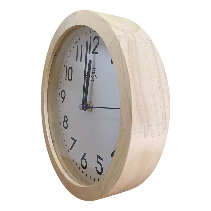 Reloj Pared Madera Siklos 20cm Silencioso Cafe Claro Marrón Claro Blanco
