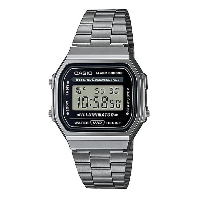 Reloj Casio Metal A-168wgg-1a Original Plateado Gris/negro