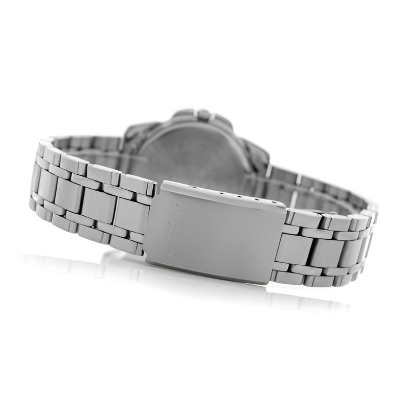 Reloj Casio Para Mujer Ltp-1314d De Acero Inoxidable Con Fechador Plateado Celeste