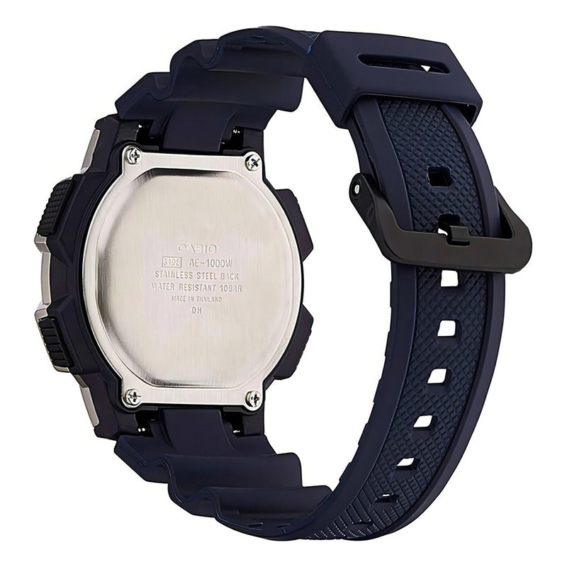 Reloj Pulsera Digital Casio Ae-1000w-2a Con Correa De Resina Color Azul - Fondo Negro